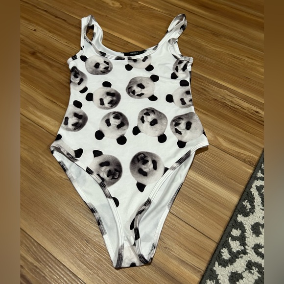 Forever 21 Panda Print Body Suit Size Small - Picture 1 of 2
